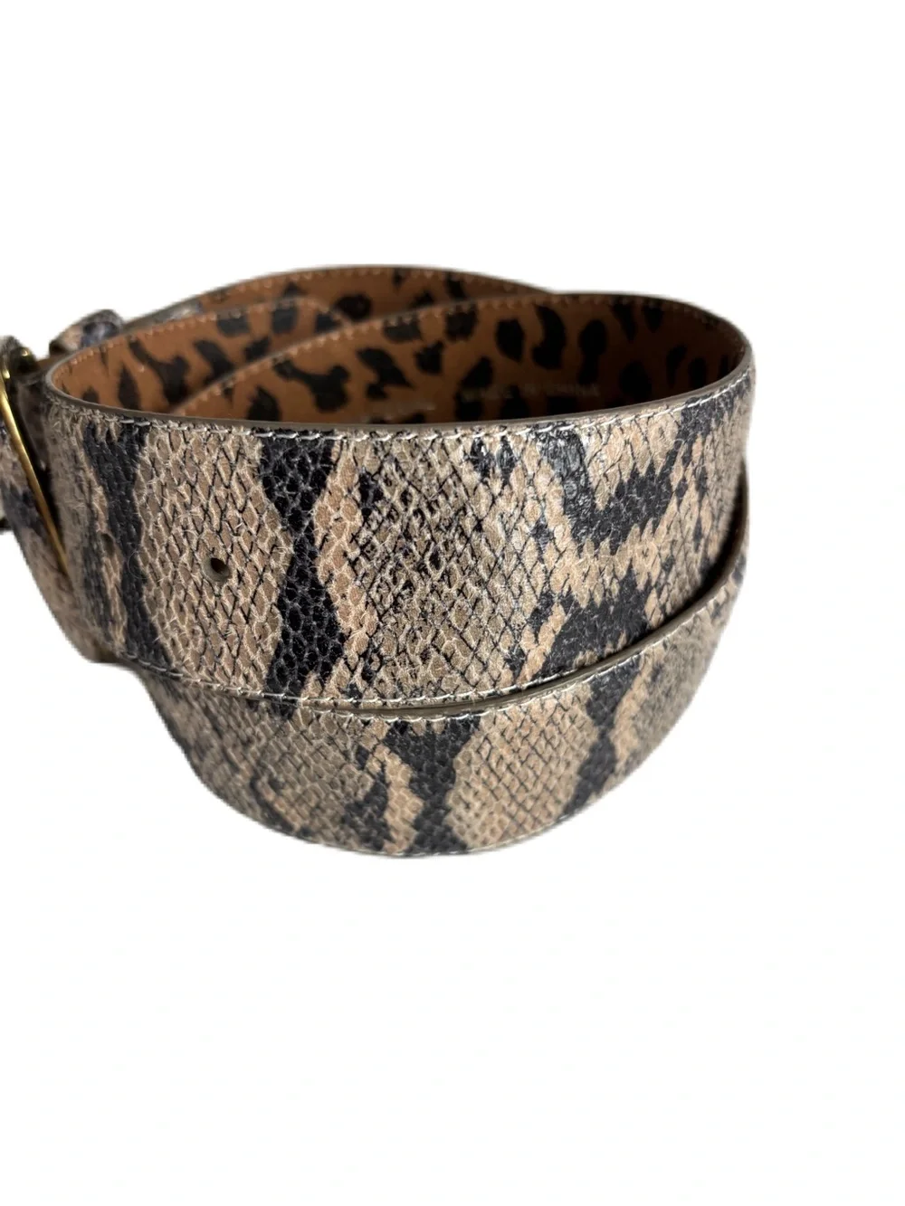 Betsy Johnson Wide Beige and Black Snakeskin Print Belt Size S